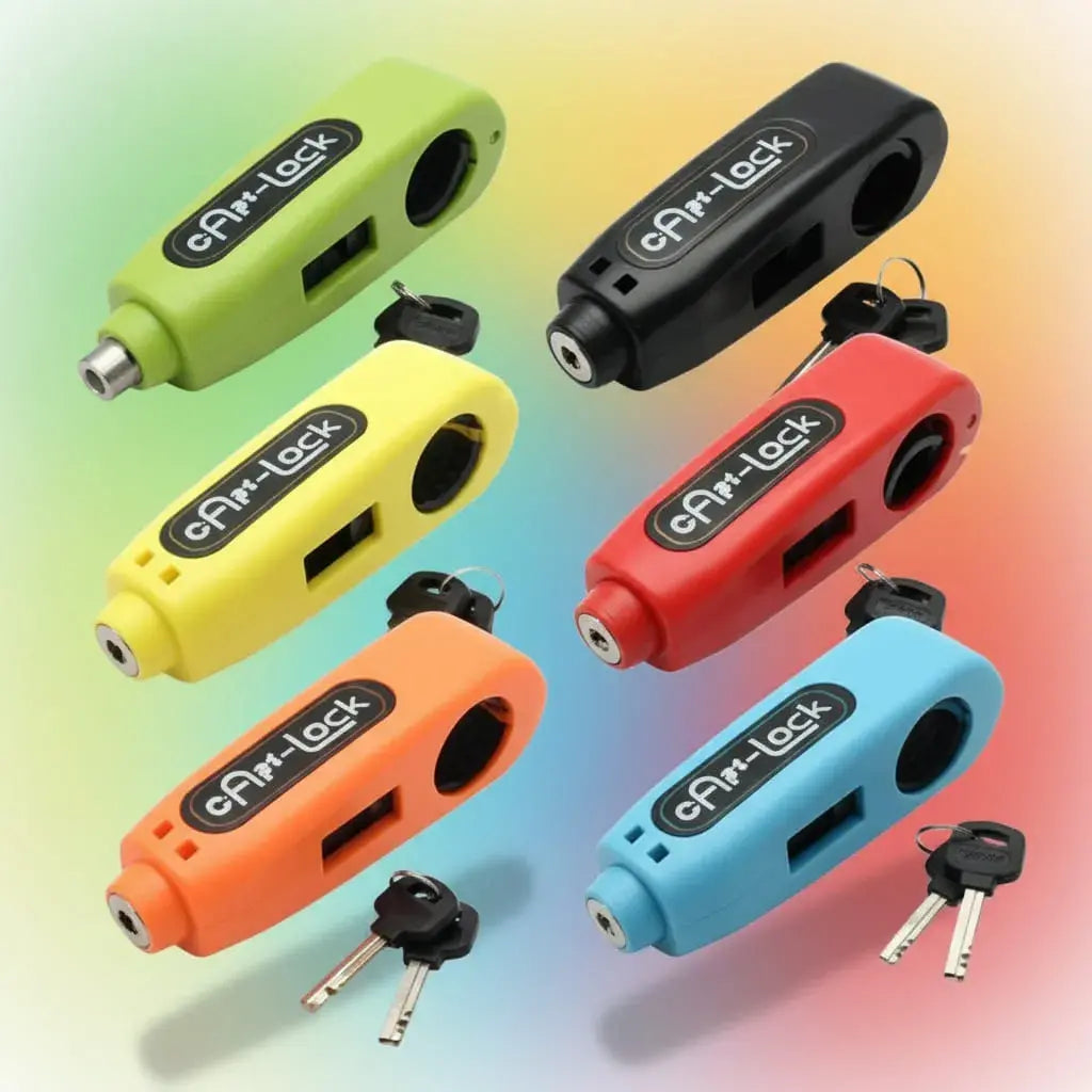 Candado de manubrio antirrobo para moto y scooter: bloquea el freno o el clutch contra el puño y la moto no se puede empujar. ABS con barras de acero, universal para puños de 27 a 38 mm y no raya el manubrio.