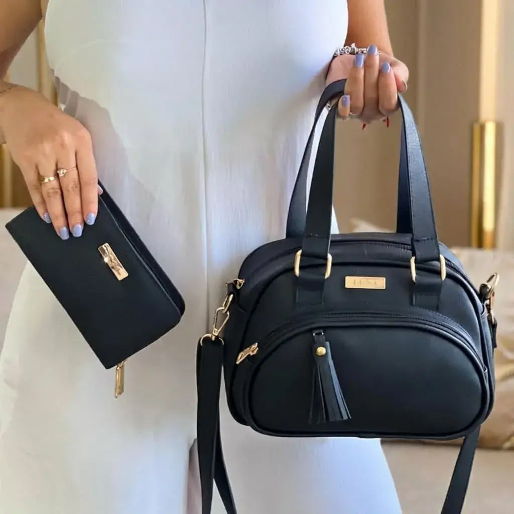 Combo para dama con bolso y billetera a juego en material importado. Elegante, práctico y versátil para uso diario, oficina, salidas o regalo.