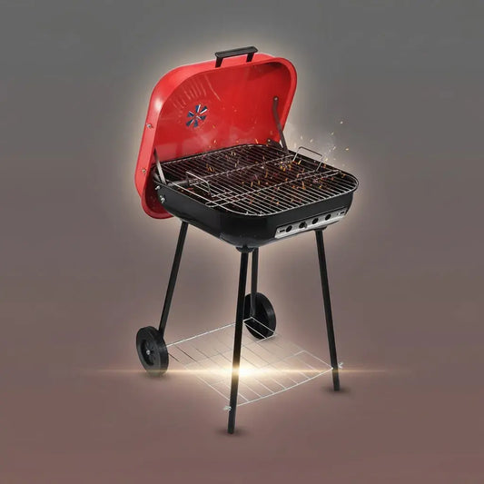 Asador portátil de carbón, práctico y fácil de llevar. Ideal para asados en la finca, la playa, el camping, el patio o la terraza. Prepara carne, chorizos, arepas y verduras con el sabor auténtico del carbón, donde estés.