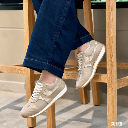 Bolichero para dama Ref Lucca en cuero craquelado con forro en badana, plantilla confort y cordones encerados. Elegante, cómodo y resistente para uso diario.