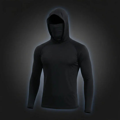 Camiseta unisex con capucha y tapabocas integrado que cubre cabeza, cuello y parte del rostro del sol. Tela suave y ligera, cómoda todo el día. Ideal para trabajo al aire libre, caminatas, deporte y moto.
