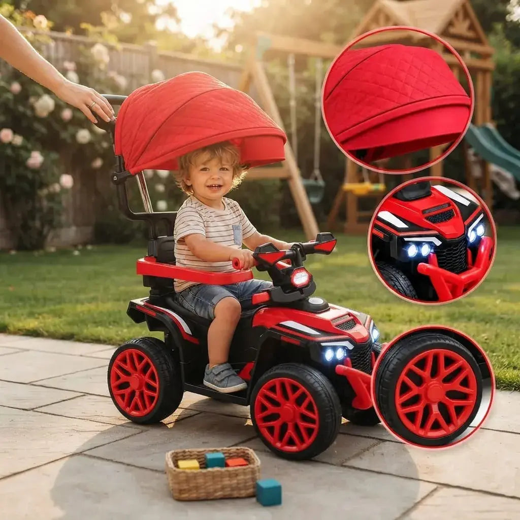 Carro eléctrico montable para niños 3 en 1: paseador, control remoto para padres y montable con pedal. 6V, doble motor, música, Bluetooth y luces LED. De 1 a 4 años, hasta 17 kg.