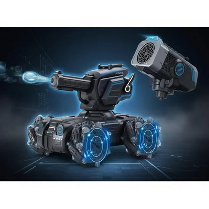 Carro tanque a control remoto que hace burbujas mientras avanza. Con luces LED, batería recargable y ruedas todoterreno. Ideal para niños y niñas en fiestas, parques y patios. El regalo perfecto para Navidad.