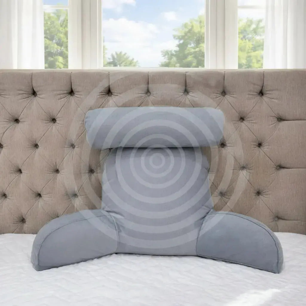 Cojín de lectura con apoyabrazos, cabecero removible y bolsillos laterales. Respaldo firme de 50 x 60 cm para leer, ver TV o descansar en la cama o el sofá. Relleno de alta densidad y tela suave.