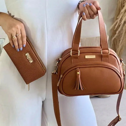 Combo para dama con bolso y billetera a juego en material importado. Elegante, práctico y versátil para uso diario, oficina, salidas o regalo.