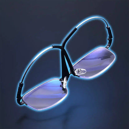 Gafas fotocromáticas con filtro de luz azul y protección UV. Se oscurecen al sol y se aclaran en interiores. Marco TR90 ultraliviano y flexible. Unisex. Incluyen estuche protector y paño de limpieza.