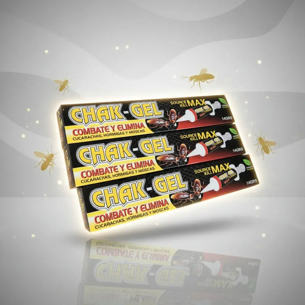 Gel cebo para cucarachas CHAK-GEL 14 g con atrayente. Aplica gotas en grietas y rincones: lo comen y lo llevan a su escondite. Para cucaracha alemana, americana y hormigas. Hogar y negocios.