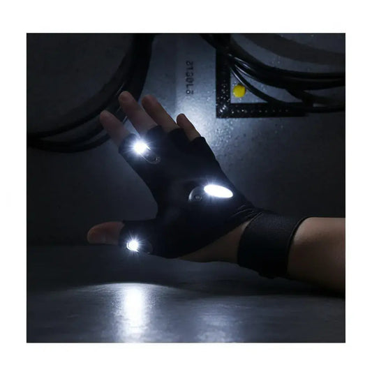 Guantes con luces LED TAMA en los dedos índice y pulgar: una linterna manos libres para mecánica, reparaciones, pesca, camping y emergencias. Son elásticos, se ajustan con velcro y son livianos. Un regalo práctico para papá.