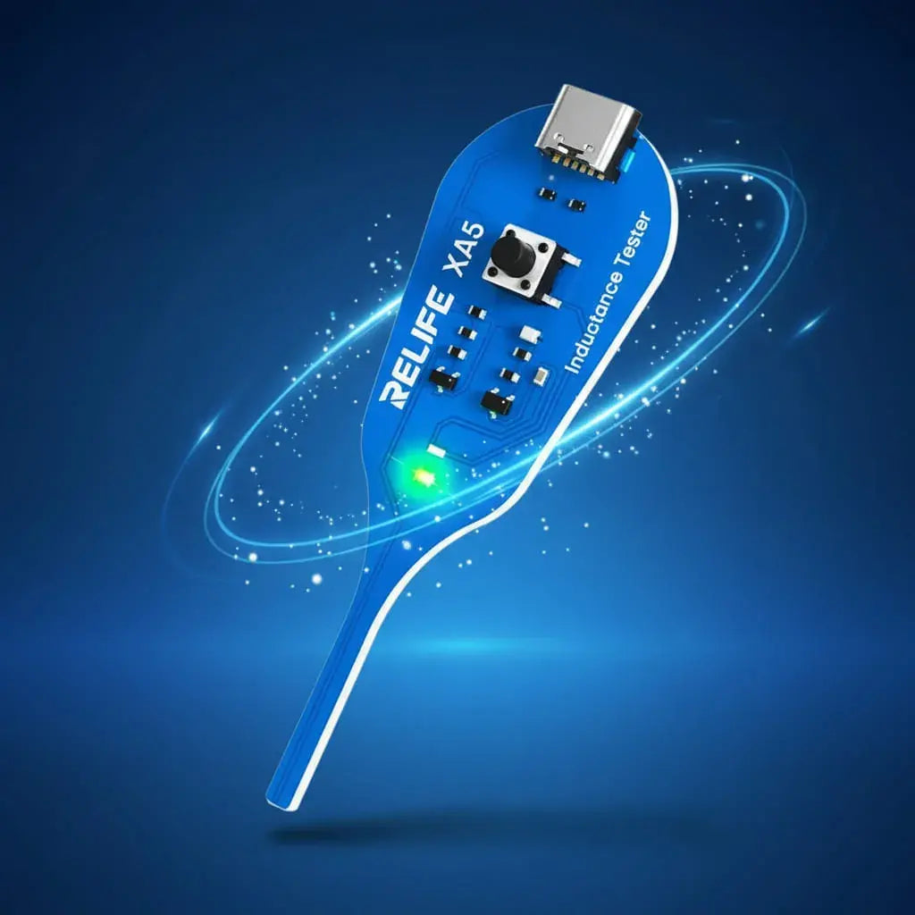 Probador de inductancia portátil XA5 con indicador de luz. Revisa sensores y componentes inductivos sin desmontarlos, por inducción electromagnética. Compacto y fácil de usar, para técnicos, ingenieros y estudiantes.