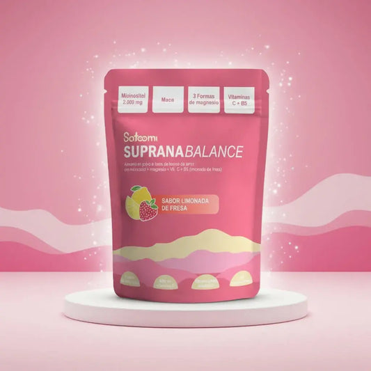 Suprana Balance de Vital World es una bebida en polvo sabor limonada de fresa con 2.000 mg de mioinositol, maca, 3 formas de magnesio y vitaminas C y B5. El magnesio y la B5 contribuyen a disminuir el cansancio. Sin azúcar. Rinde 30 porciones.