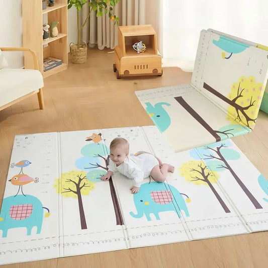 Tapete extra grande plegable para bebé de 200 x 180 cm, doble faz, con dos diseños educativos y varios modelos para elegir. Es de materiales no tóxicos, portátil e ideal para gatear y jugar en interiores y exteriores.